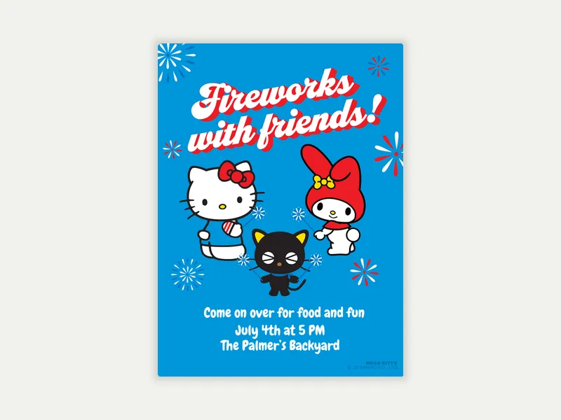 Sanrio’s Hello Kitty and Friends: Firework Festival Invitation free template design