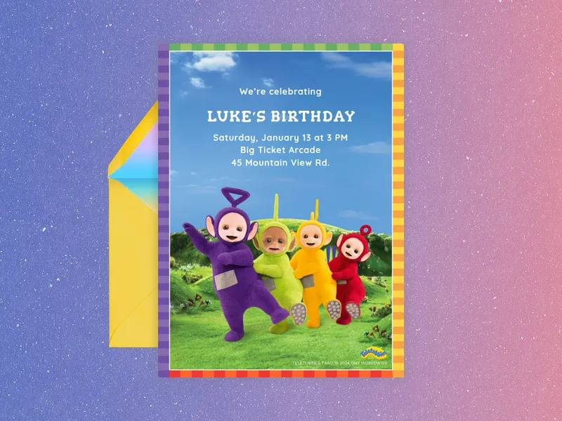 Teletubbies: Fields of Fun Invitation premium template design