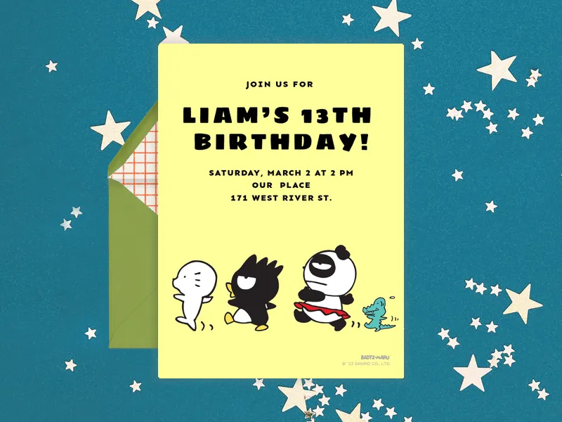 Sanrio’s Badtz-Maru: Classic Badtz-Maru Invitation premium template design