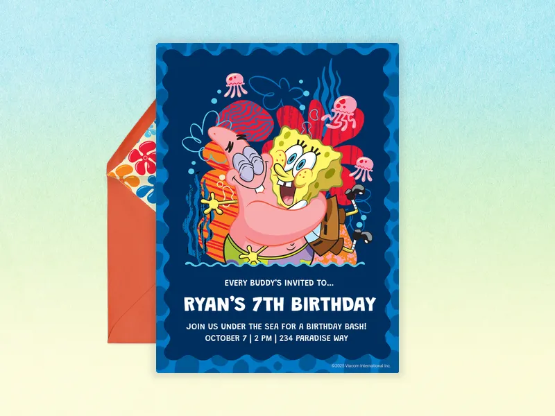 SpongeBob SquarePants™: Squeeze Ya Later Invitation premium template design