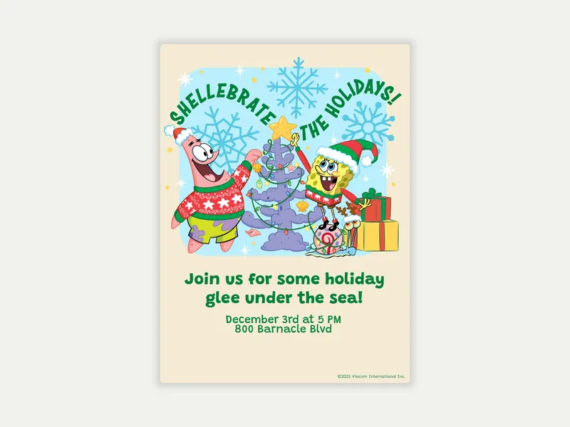 SpongeBob SquarePants™: Jolliest Holiday Invitation free template design
