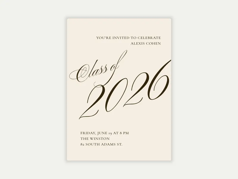 Cursive Numbers Invitation free template design