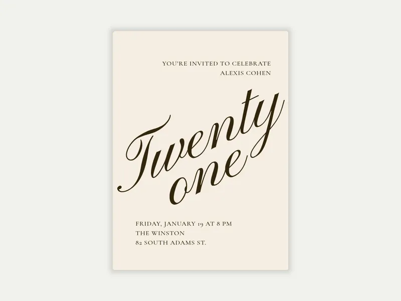 Cursive Numbers - 21st_birthday - Invitation