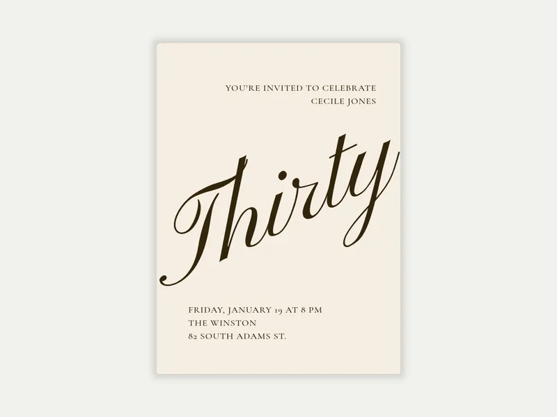 Cursive Numbers Invitation free template design