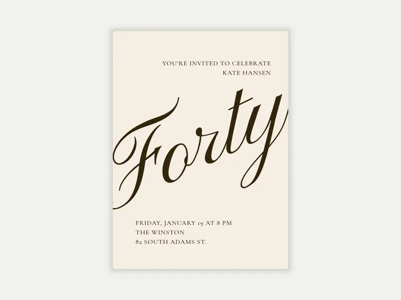 Cursive Numbers Invitation free template design
