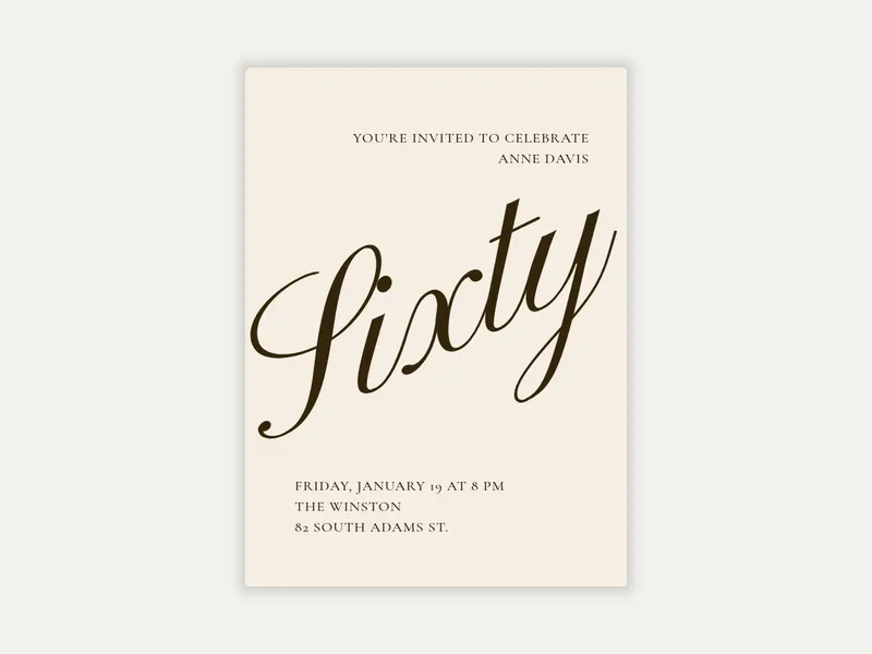 Cursive Numbers Invitation free template design
