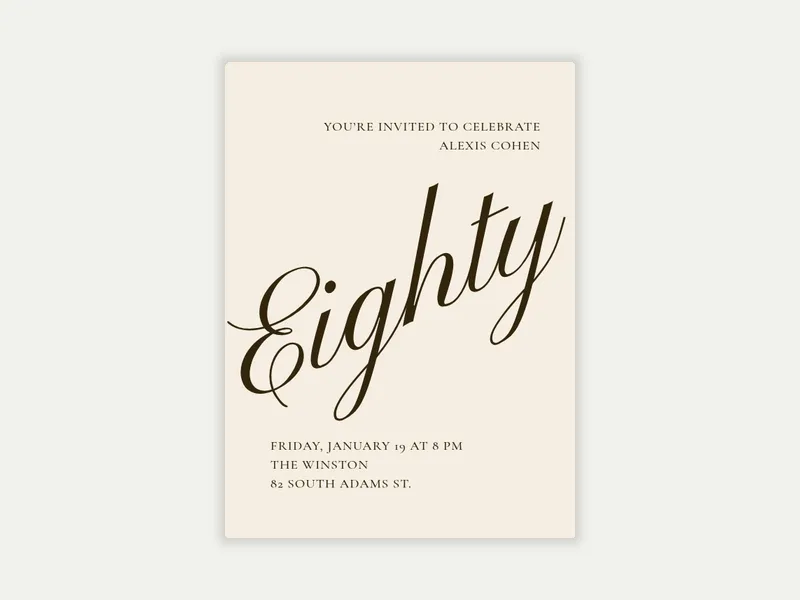 Cursive Numbers Invitation free template design