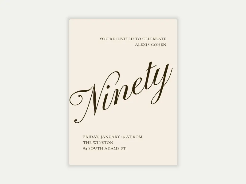 Cursive Numbers Invitation free template design