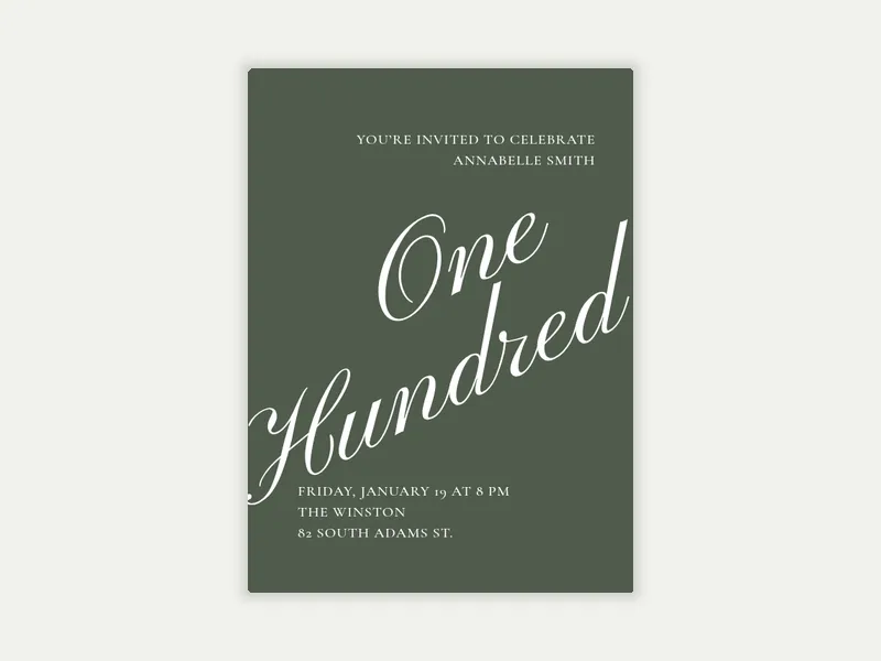 Cursive Numbers Invitation free template design