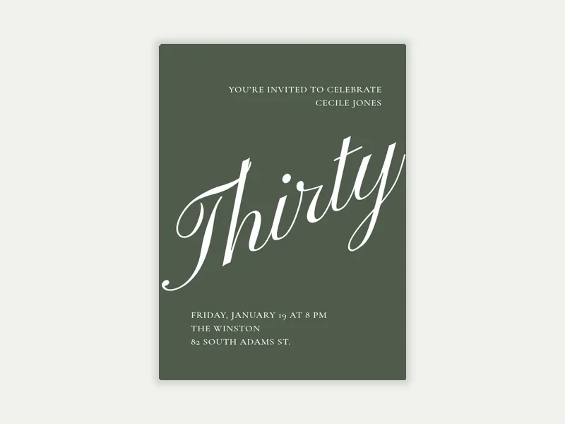 Cursive Numbers Invitation free template design
