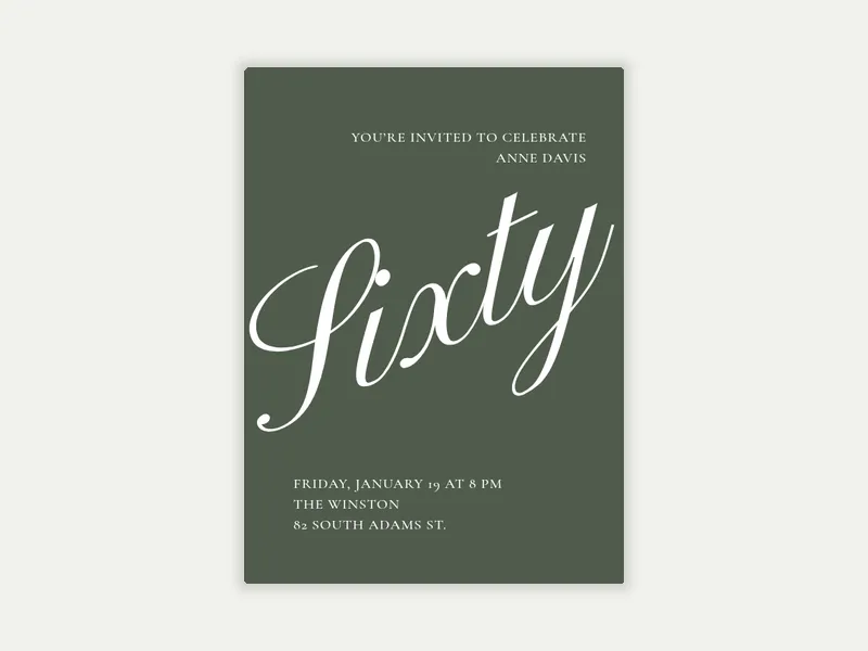 Cursive Numbers Invitation free template design