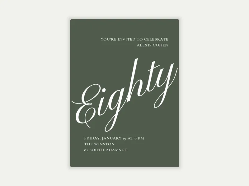 Cursive Numbers Invitation free template design