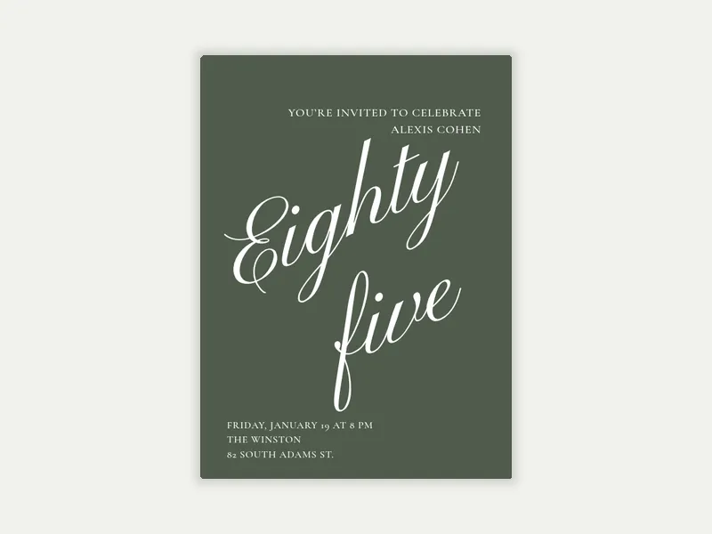 Cursive Numbers Invitation free template design