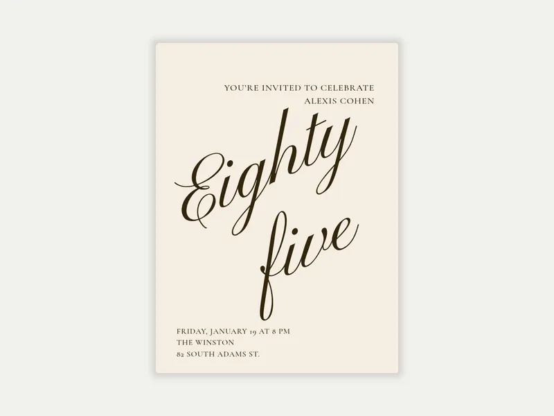 Cursive Numbers - 85th_birthday - Invitation