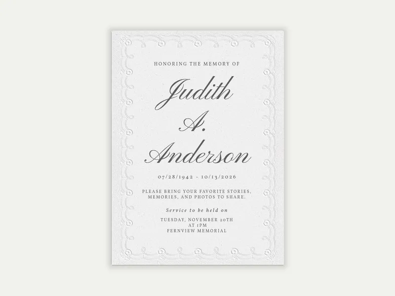 Soft Texture - funeral_memorial_service - Invitation