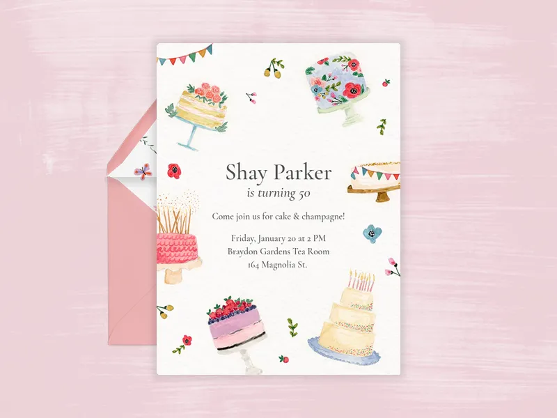 Elegant Birthday Cakes Invitation premium template design