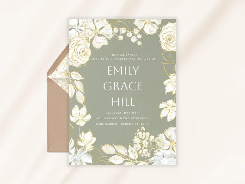 Blooming Roses - funeral_memorial_service - Invitation
