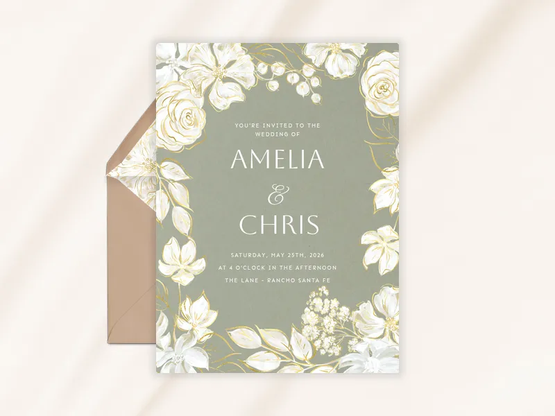 Blooming Roses Invitation premium template design