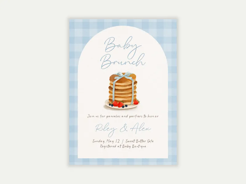 Gingham Brunch Invitation free template design
