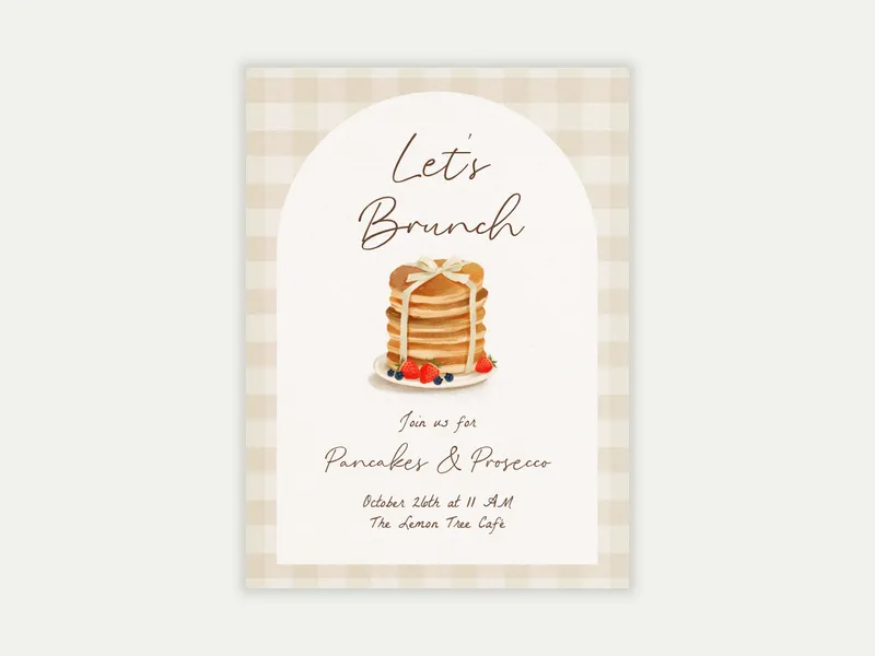 Gingham Brunch Invitation free template design