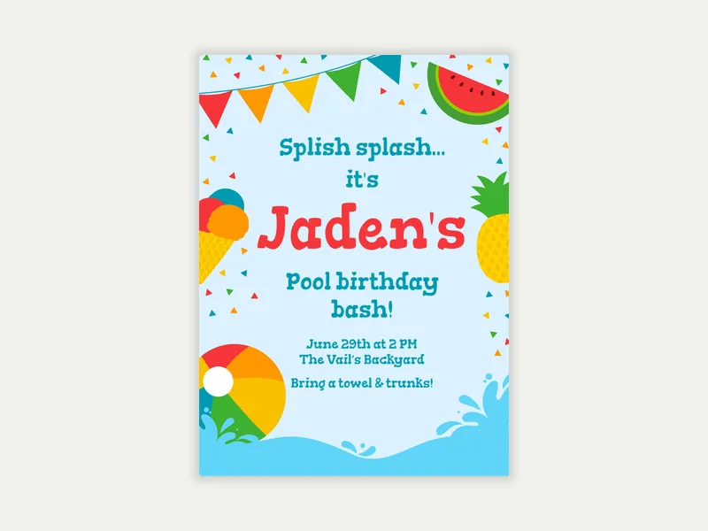 Summer Joys - pool_party - Invitation