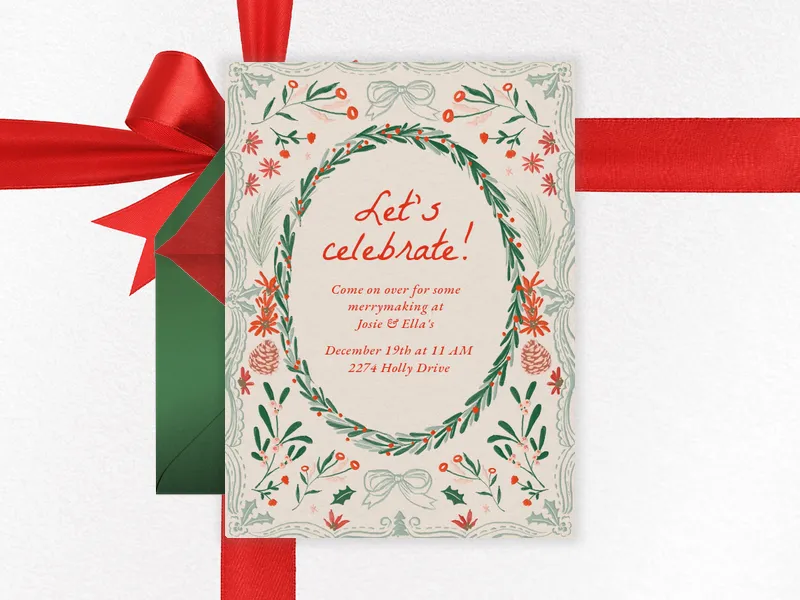 Dainty Wreath Invitation premium template design