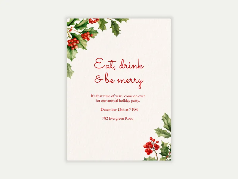 Holly Branches - christmas - Invitation