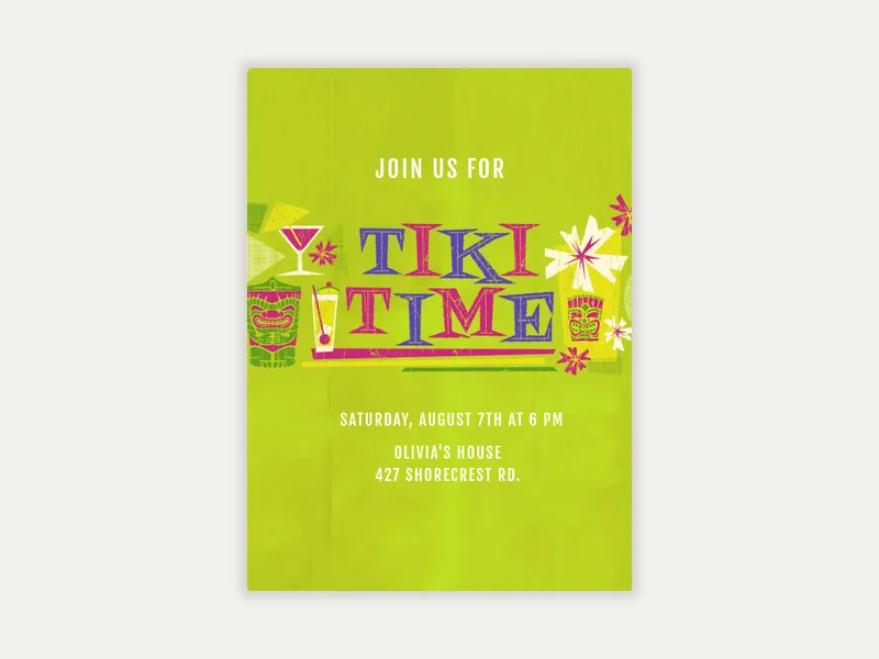 Tiki Time Invitation free template design