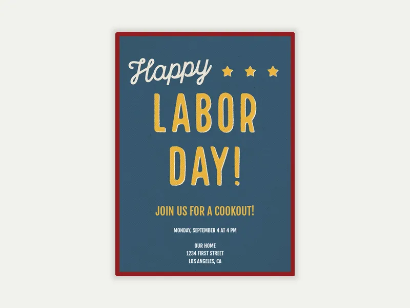 Labor Day Typography Invitation free template design