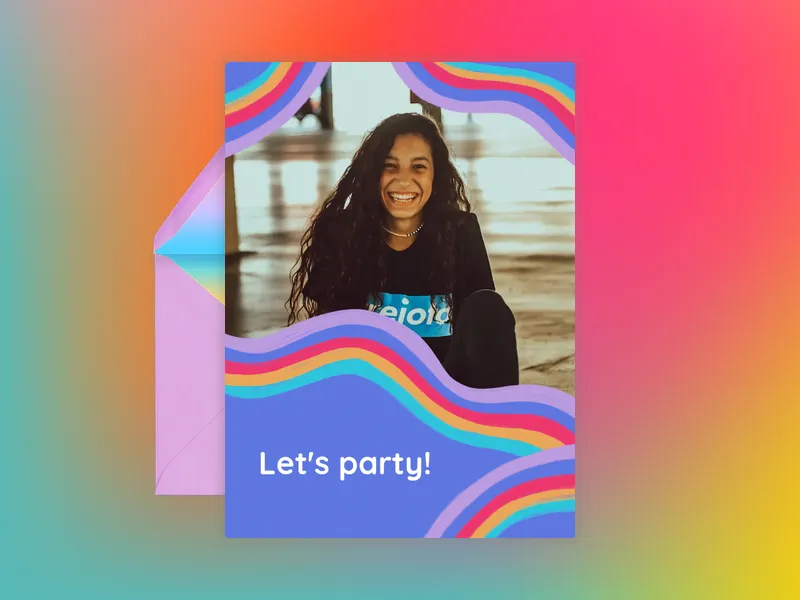 Abstract rainbow (Photo) Invitation premium template design