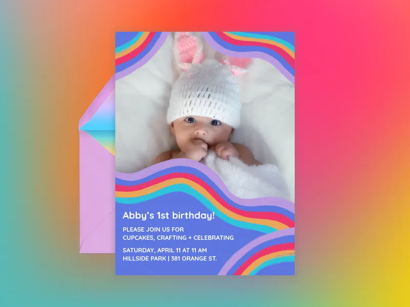 Abstract rainbow (Photo) Invitation premium template design