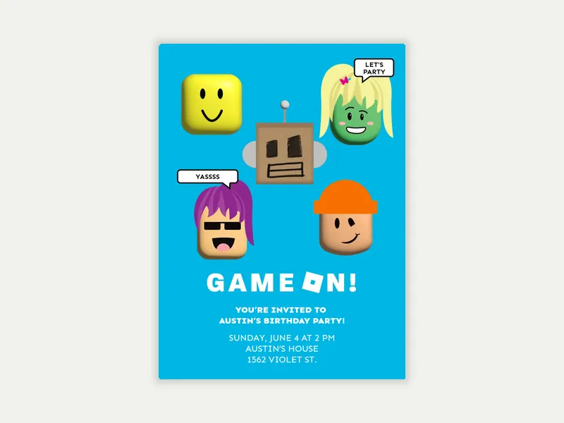AFK Time To Party! Invitation free template design