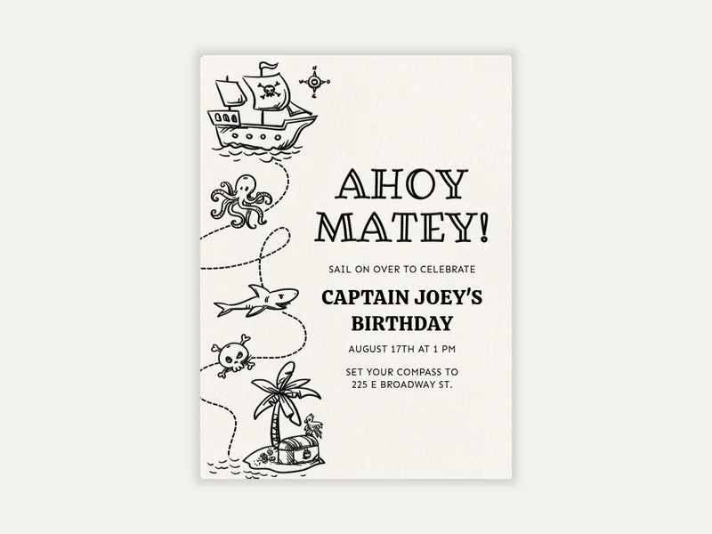 Ahoy Matey Invitation free template design