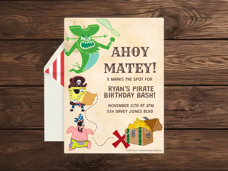 SpongeBob SquarePants™: Ahoy, Kids! Invitation premium template design