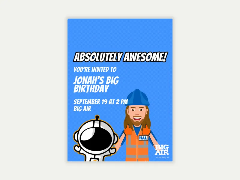 Big Air x Handyman Hal: Construction Zone Invitation free template design