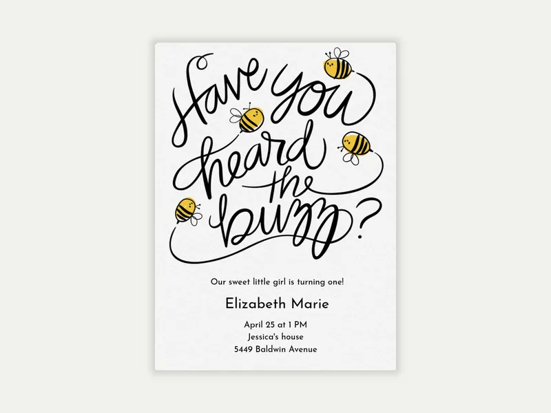 Baby Bee Invitation free template design