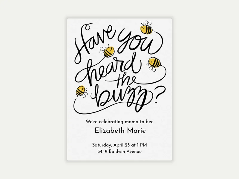 Baby Bee Invitation free template design
