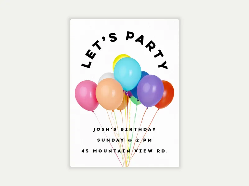 Balloon Bouquet Invitation free template design