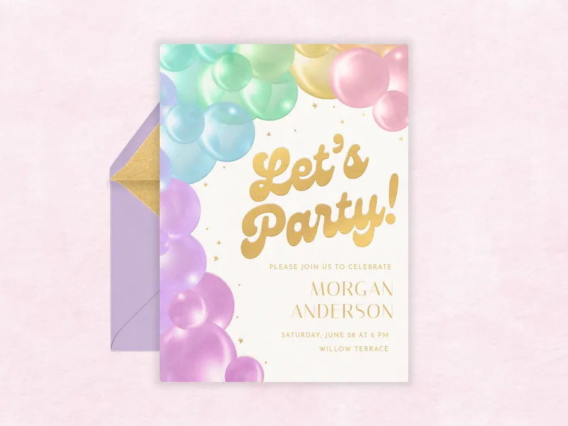 Colorful Balloon Arch - 21st_birthday - Invitation