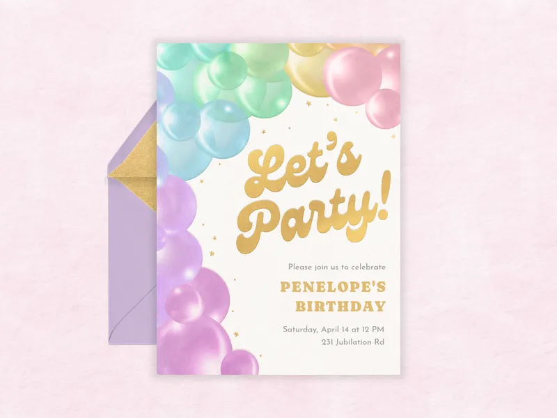 Colorful Balloon Arch - quinceanera - Invitation