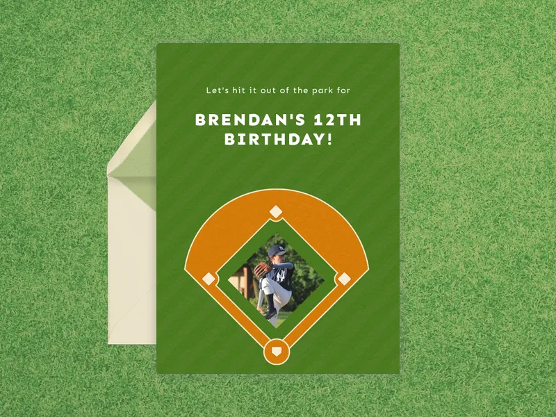 Baseball Diamond (Photo) Invitation premium template design