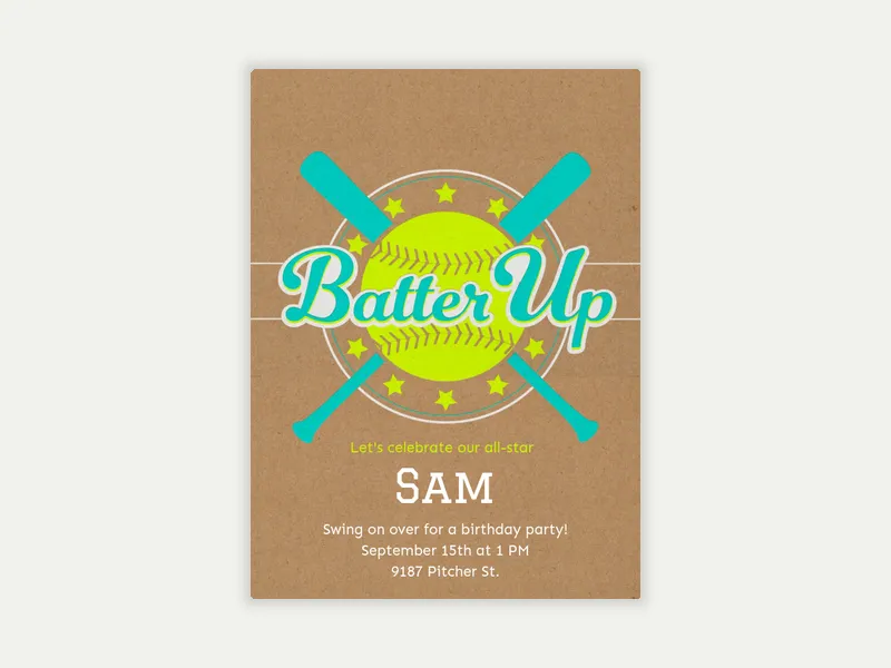 Up To Bat Invitation free template design