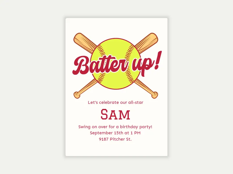 Up To Bat Invitation free template design
