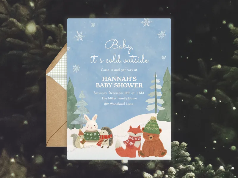 Winter Friends Invitation premium template design