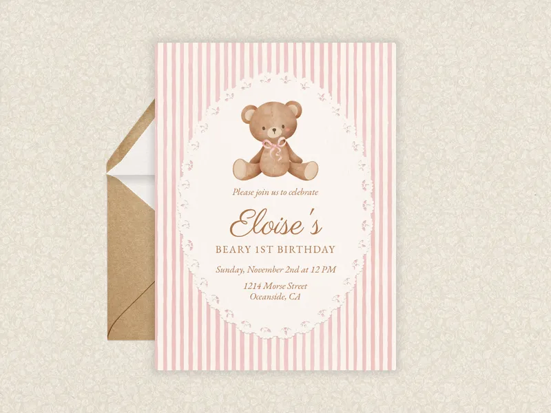 Sweet Teddy Invitation premium template design