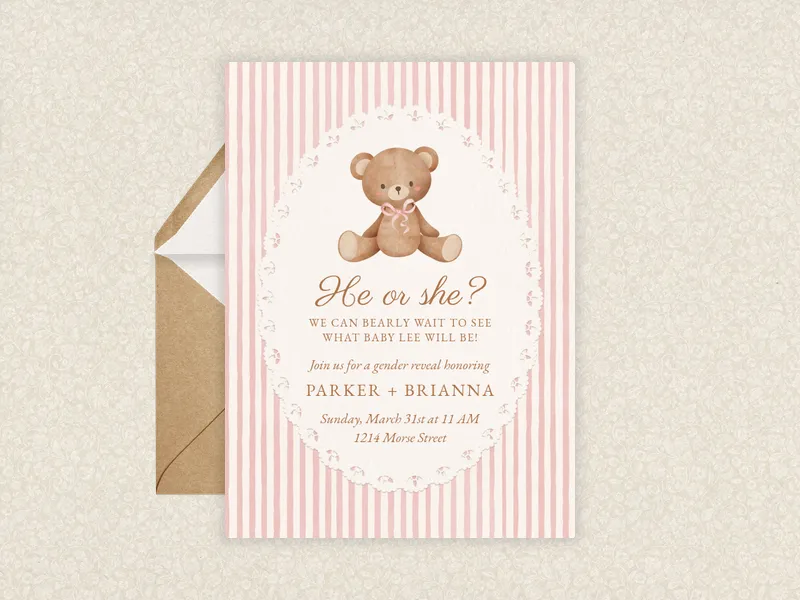 Sweet Teddy Invitation premium template design