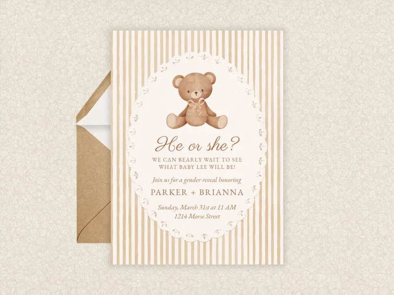 Sweet Teddy - gender_reveal - Invitation