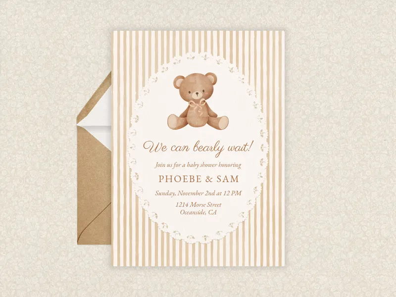 Sweet Teddy Invitation premium template design
