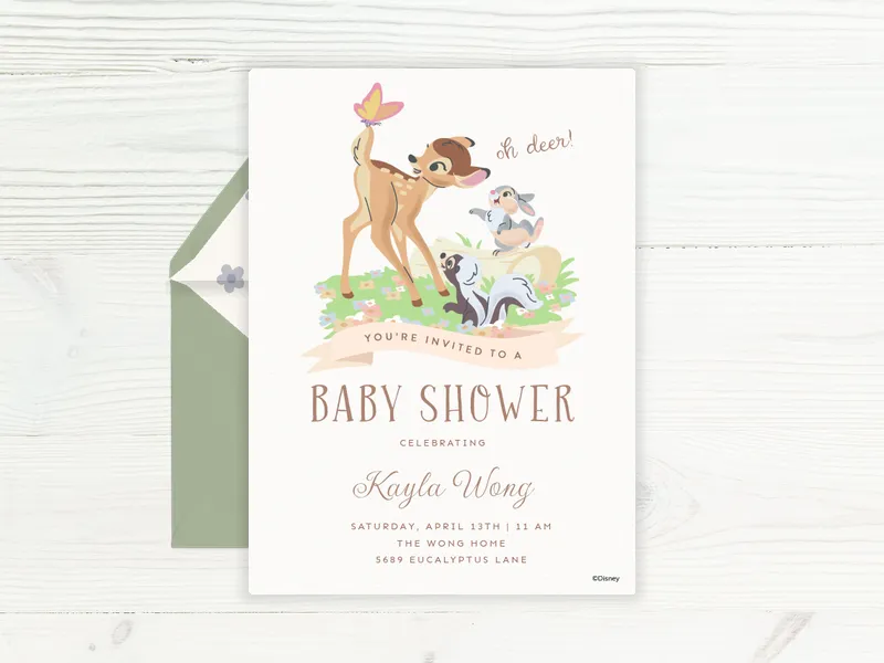 Disney’s Bambi: Baby Deer Invitation premium template design