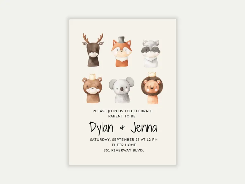 Baby Animal Party Invitation free template design